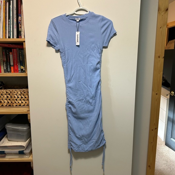 Garage Women's Blue Reina Ruched T-Shirt Dress, Size: M - Picture 1 of 4